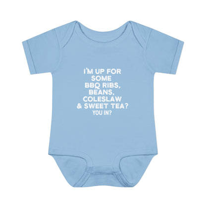 I'm up for some BBQ Ribs, Beans, Coleslaw & Sweet Tea Onesie