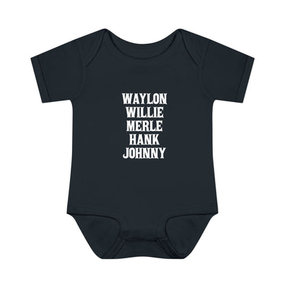 Waylon Willie Merle Hank Jonny Onesie