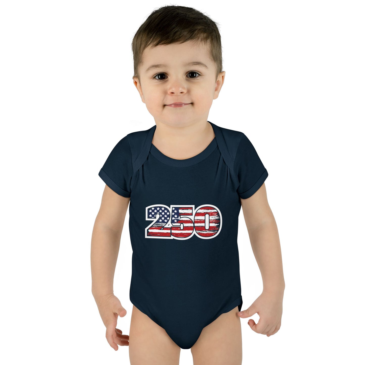 Patriotic "250" Baby Bodysuit - USA Flag Infant Onesie for 250th Celebration