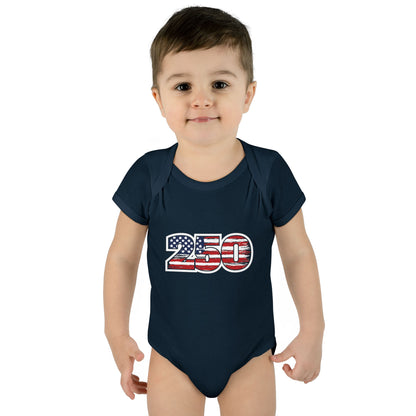 Patriotic "250" Baby Bodysuit - USA Flag Infant Onesie for 250th Celebration