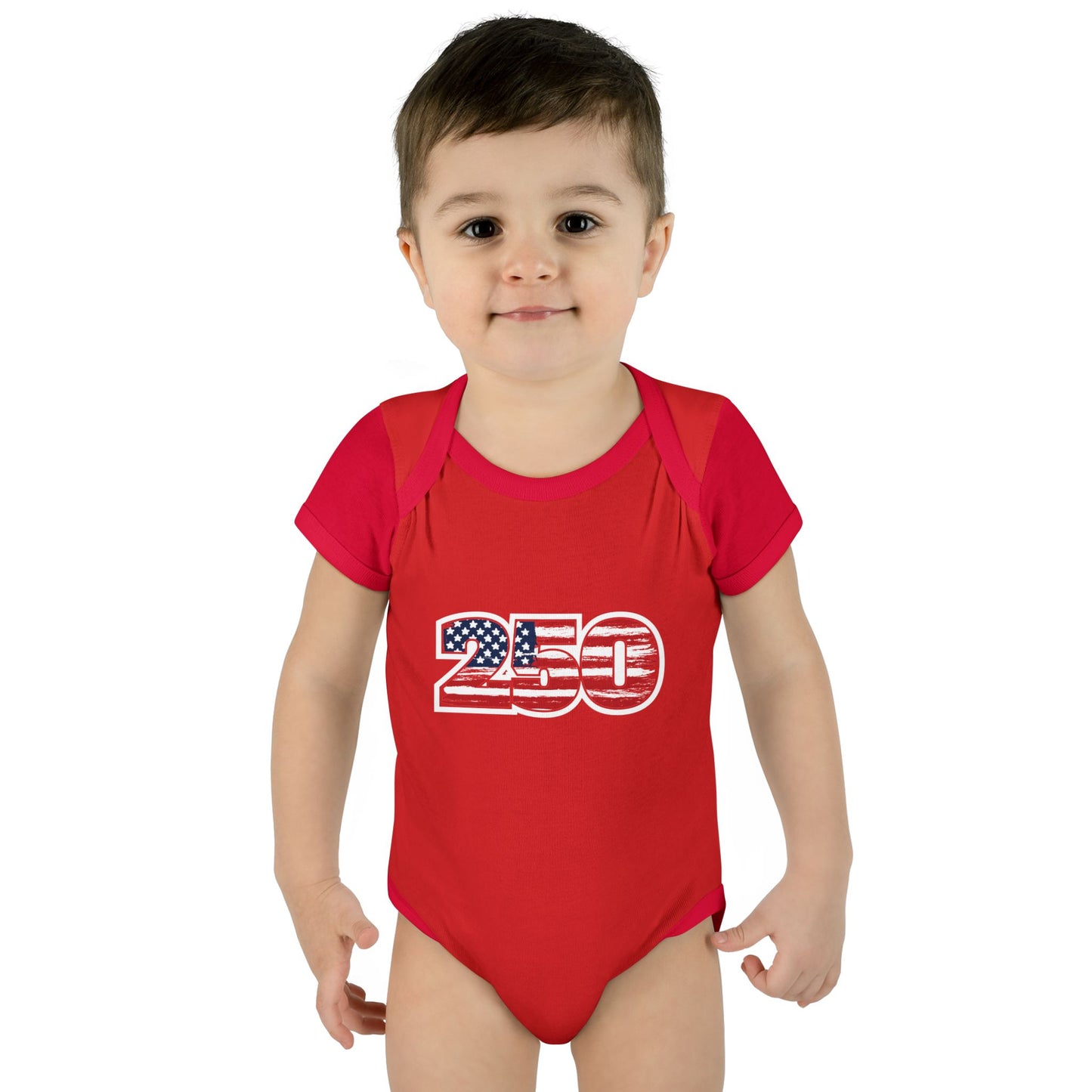 Patriotic "250" Baby Bodysuit - USA Flag Infant Onesie for 250th Celebration