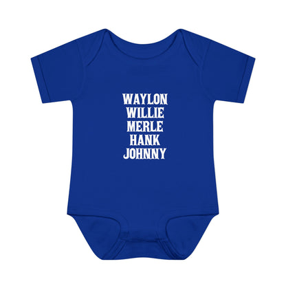 Waylon Willie Merle Hank Jonny Onesie