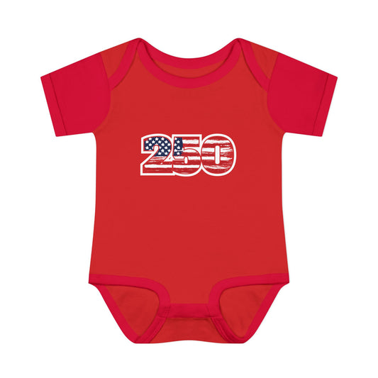 Patriotic "250" Baby Bodysuit - USA Flag Infant Onesie for 250th Celebration