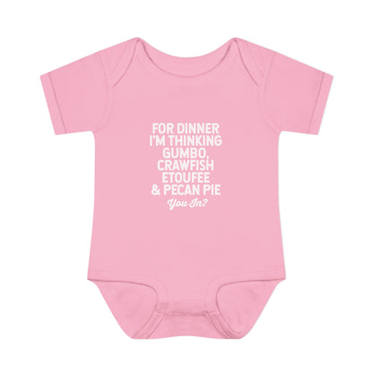 For Dinner, I'm Thinking Gumbo, Crawfish, Etoufee & Pecan Pie Onesie