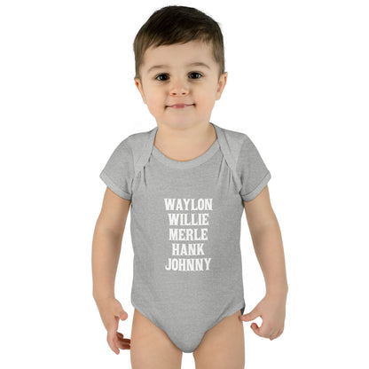 Waylon Willie Merle Hank Jonny Onesie