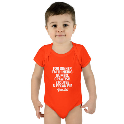 For Dinner, I'm Thinking Gumbo, Crawfish, Etoufee & Pecan Pie Onesie