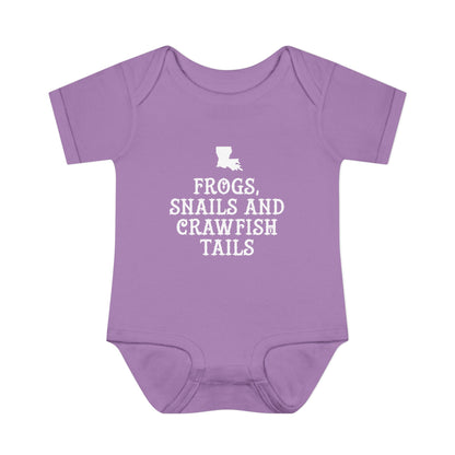 Frogs, Snails, and Crawfish Tails Onesie