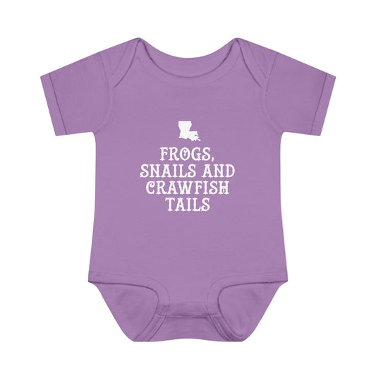 Frogs, Snails, and Crawfish Tails Onesie