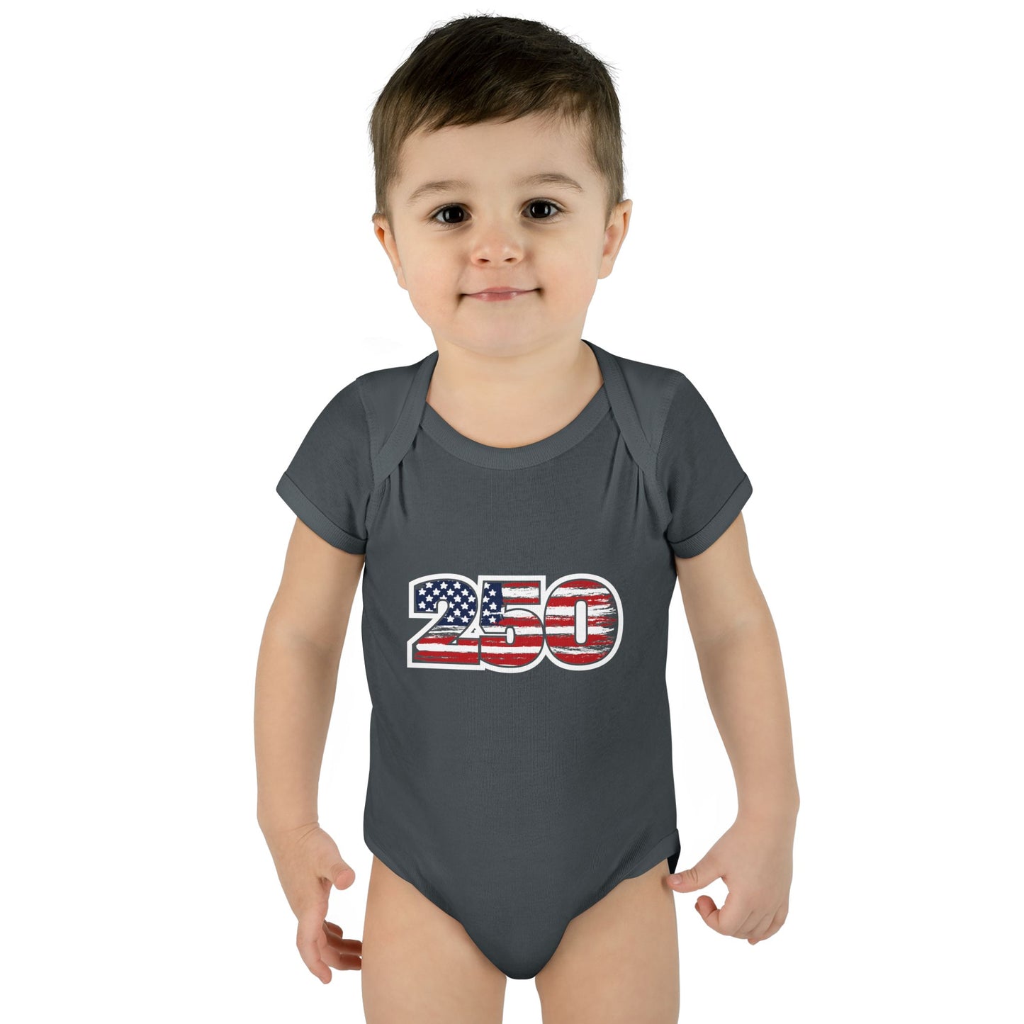 Patriotic "250" Baby Bodysuit - USA Flag Infant Onesie for 250th Celebration