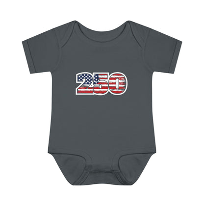 Patriotic "250" Baby Bodysuit - USA Flag Infant Onesie for 250th Celebration