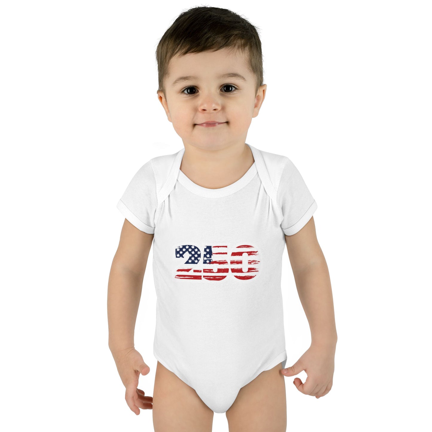 Patriotic "250" Baby Bodysuit - USA Flag Infant Onesie for 250th Celebration