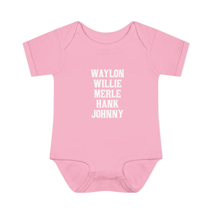 Waylon Willie Merle Hank Jonny Onesie