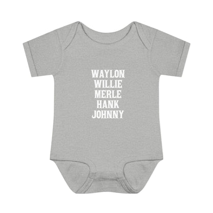 Waylon Willie Merle Hank Jonny Onesie