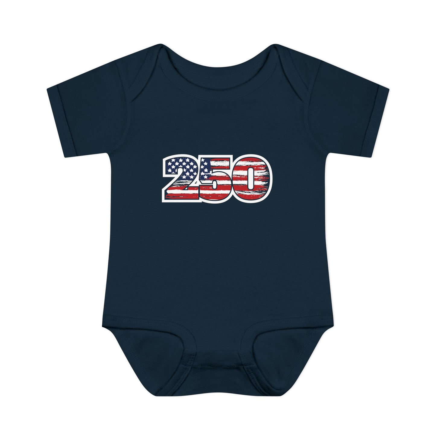 Patriotic "250" Baby Bodysuit - USA Flag Infant Onesie for 250th Celebration