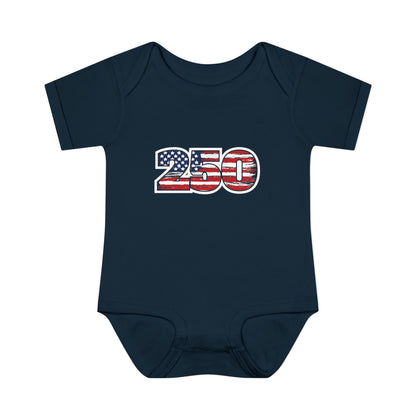 Patriotic "250" Baby Bodysuit - USA Flag Infant Onesie for 250th Celebration