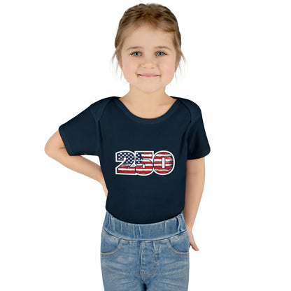 Patriotic "250" Baby Bodysuit - USA Flag Infant Onesie for 250th Celebration