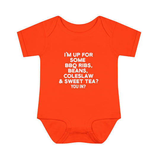 I'm up for some BBQ Ribs, Beans, Coleslaw & Sweet Tea Onesie