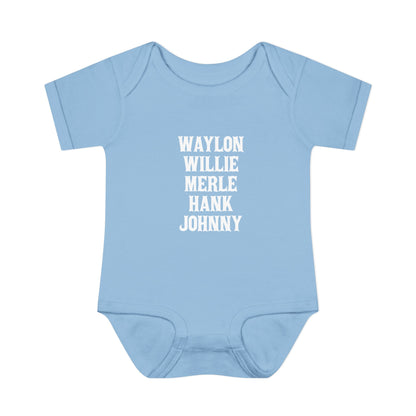 Waylon Willie Merle Hank Jonny Onesie