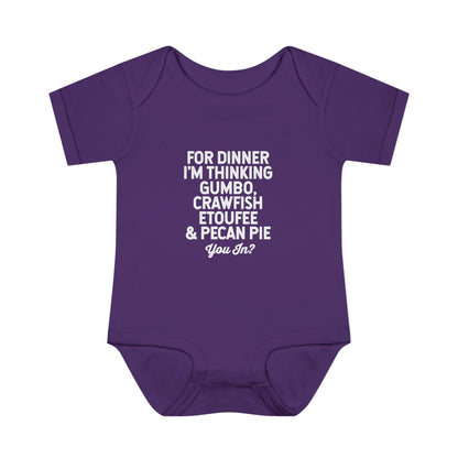 For Dinner, I'm Thinking Gumbo, Crawfish, Etoufee & Pecan Pie Onesie