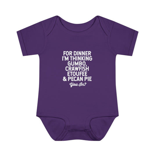 For Dinner, I'm Thinking Gumbo, Crawfish, Etoufee & Pecan Pie Onesie
