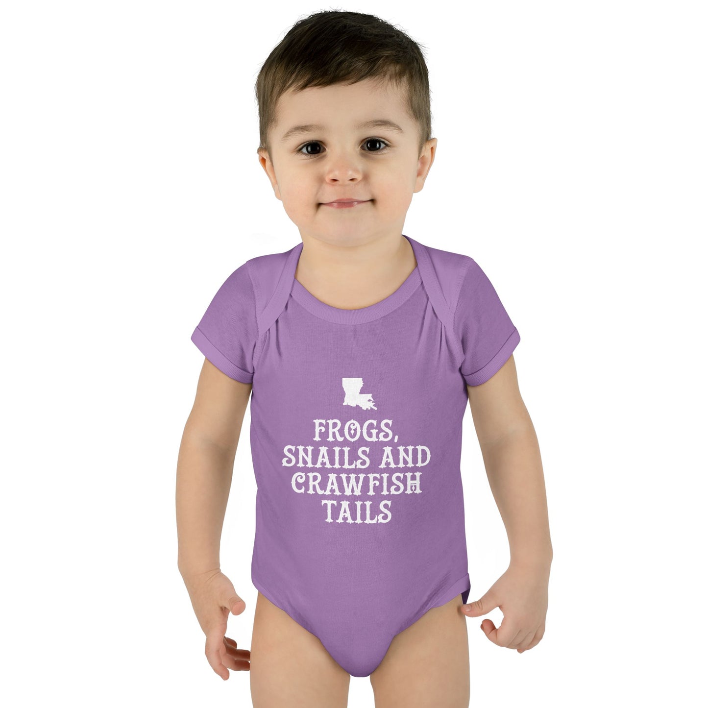 Frogs, Snails, and Crawfish Tails Onesie