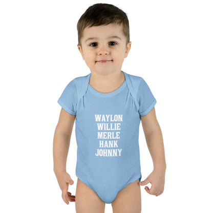 Waylon Willie Merle Hank Jonny Onesie