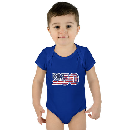 Patriotic "250" Baby Bodysuit - USA Flag Infant Onesie for 250th Celebration