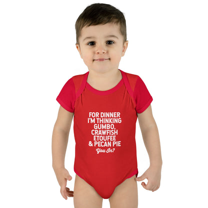 For Dinner, I'm Thinking Gumbo, Crawfish, Etoufee & Pecan Pie Onesie