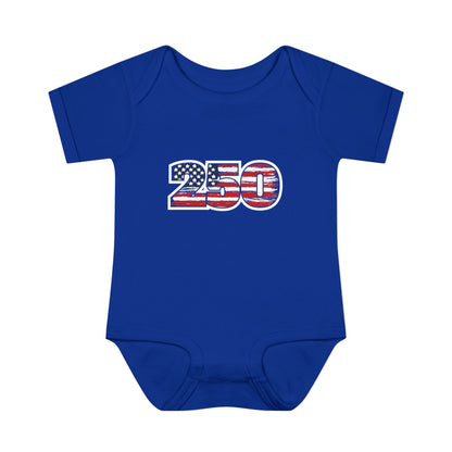 Patriotic "250" Baby Bodysuit - USA Flag Infant Onesie for 250th Celebration