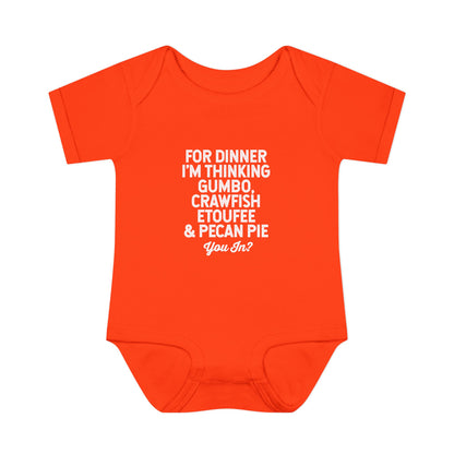 For Dinner, I'm Thinking Gumbo, Crawfish, Etoufee & Pecan Pie Onesie