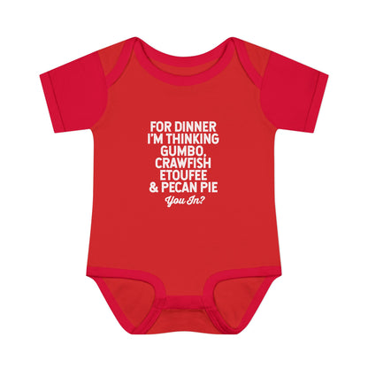 For Dinner, I'm Thinking Gumbo, Crawfish, Etoufee & Pecan Pie Onesie